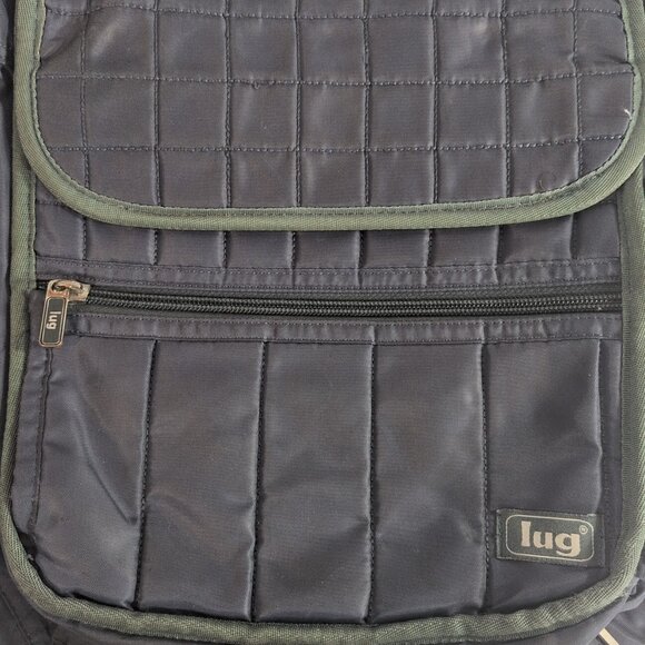 LUG Moped Quilted Crossbody Bag Purse Shoulder Navy Blue Grey Travel Messenger - Picture 2 of 14